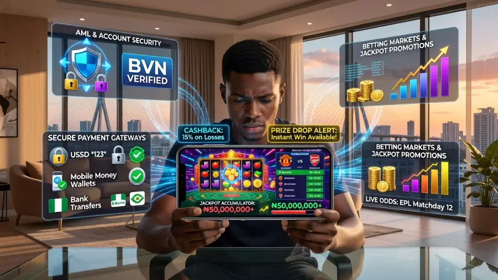 How Online Casinos and Entertainment Platforms Work in Nigeria: Cashback, Prize Drops, AML, Account Security, Betting Markets and Jackpot Promotions